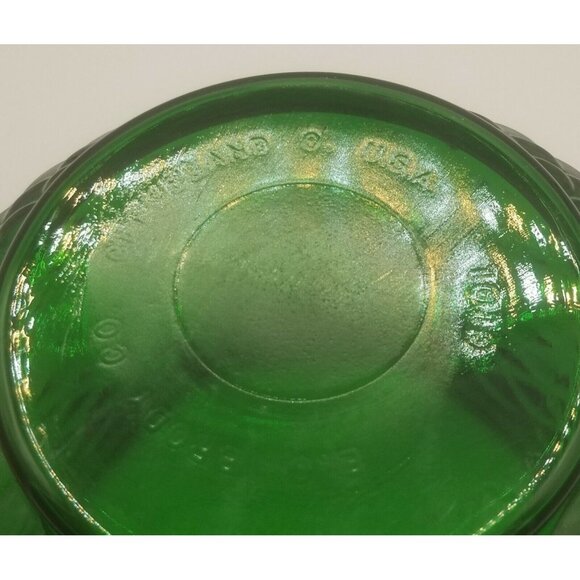 E O Brody USA Emerald Green Glass Planter Bowl Fish Scale Pattern G100 Vintage - Picture 8 of 9